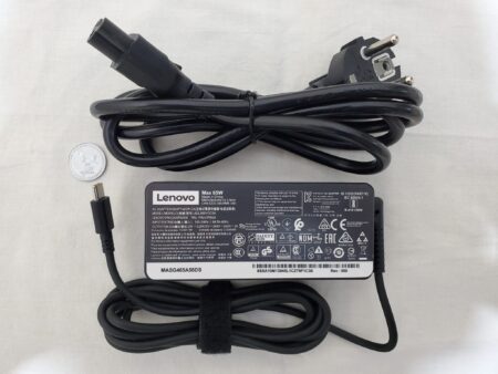 Lenovo Laptop 65w USB-C Charger front side, with power cable