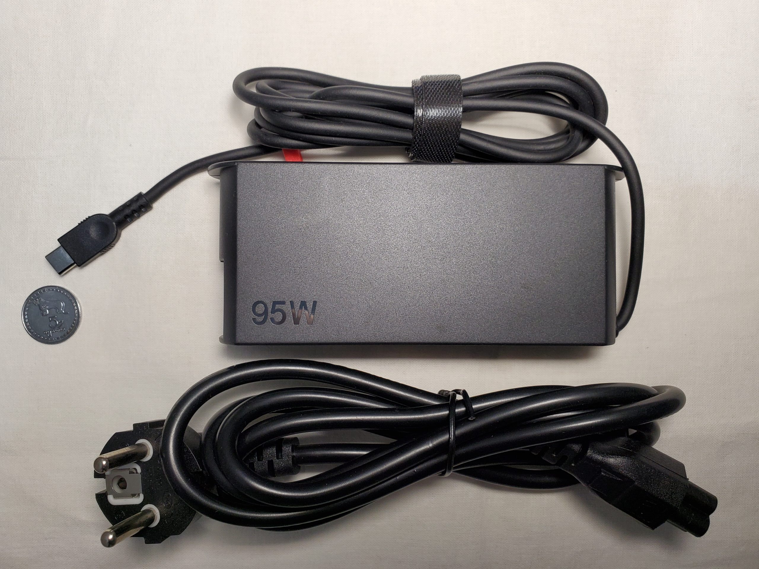 20251106_200259 Lenovo Laptop 95w USB-C (Type-c) Charger back side, with power cable