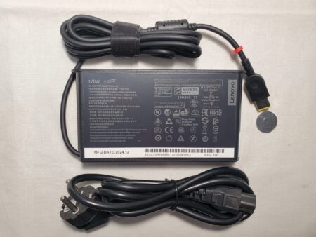 Lenovo laptop 170w 20V - 8.5A Rectangle - Slim Tip charger with power cable, front side