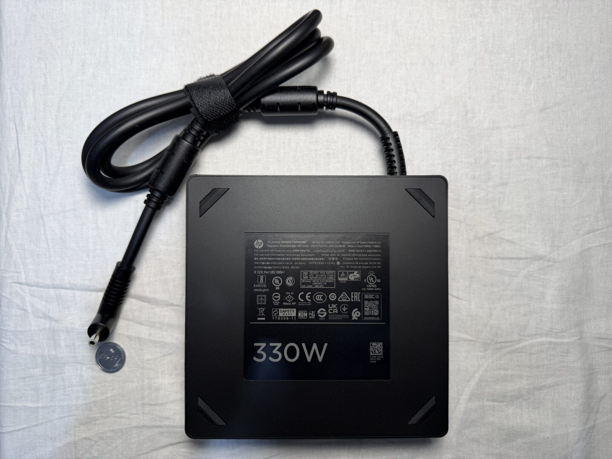 IMG_5544 HP Laptop Charger 330W 19.5V 16.92A 4.5×3.0mm – Front side, showing the sticker